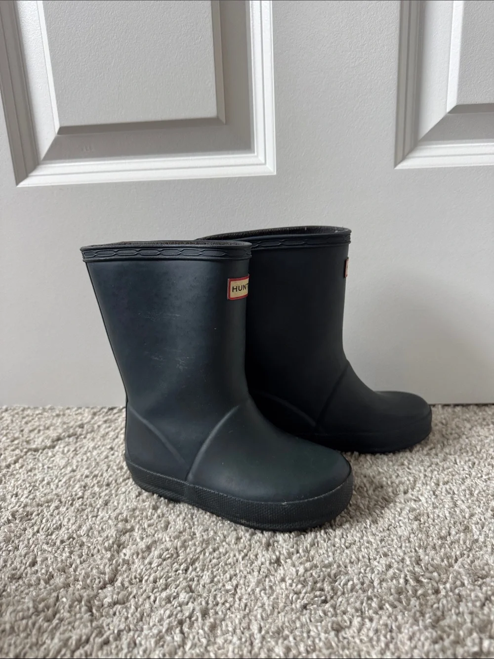 Hunter Matte Navy Blue/ Black  Kids' Short Rubber Rain Boots